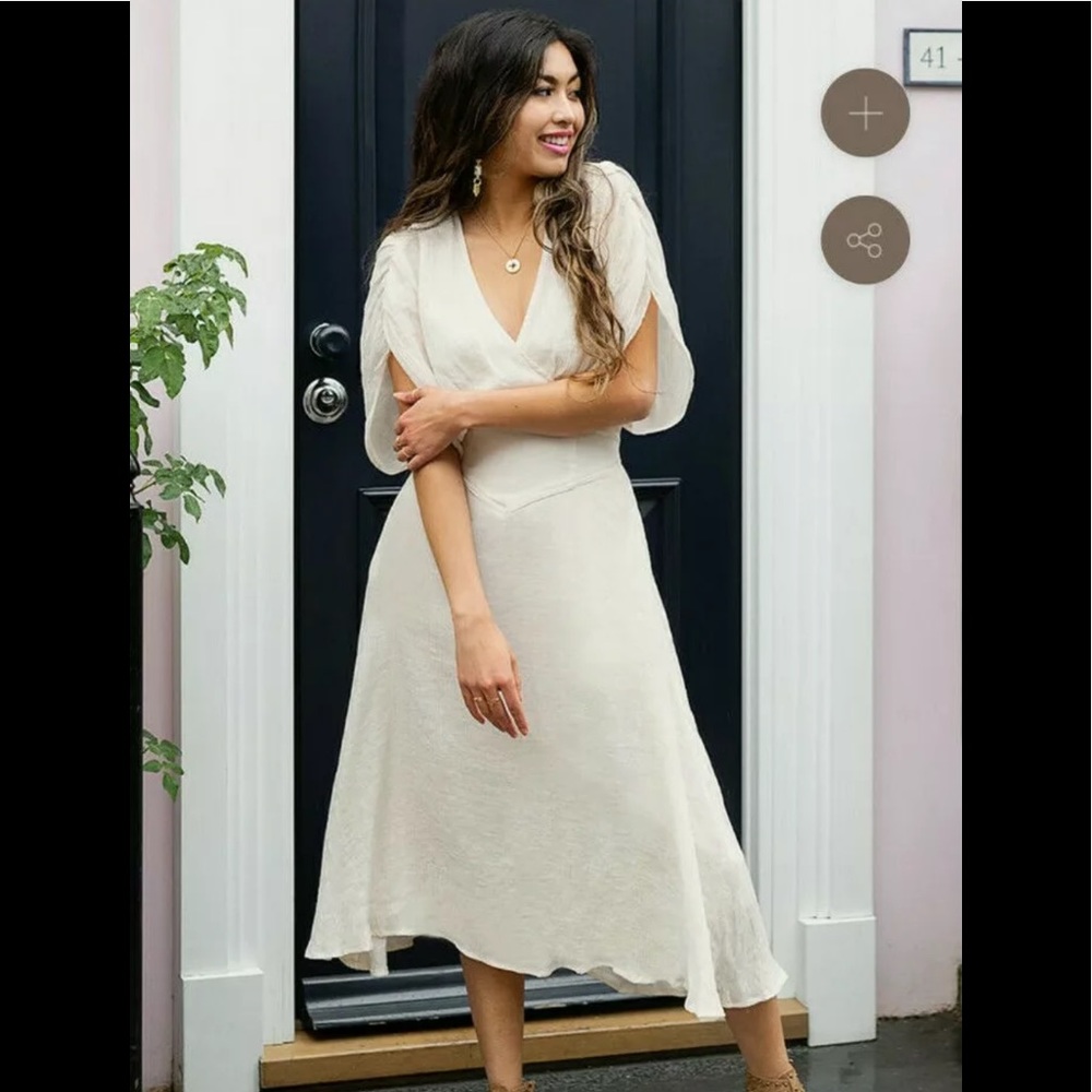 Joyfolie Mia Joy KATIA Ivory Gauze MIDI dress